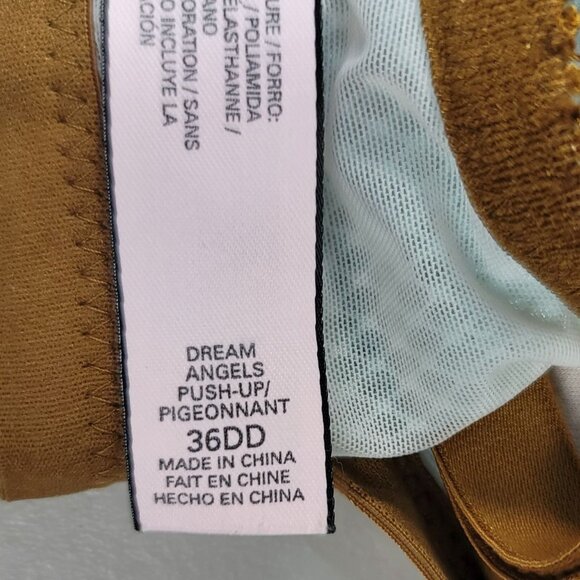 Victoria's Secret Dream Angels Push Up Bra Blue Gold 36DD Underwire Plunge Lace - Picture 11 of 11